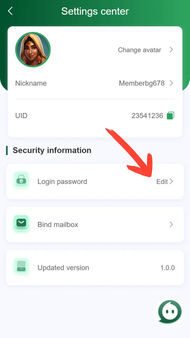 BG678 Game security settings screen with password option